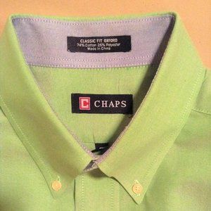 Men's Chaps Button Down Collar Oxford Cloth Green Casual/Dress Shirt 15-15 1/2